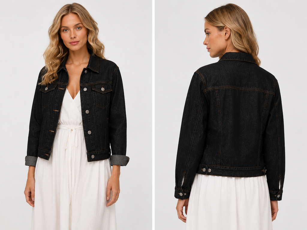 Veste en Jean Elégance- Noir Intense