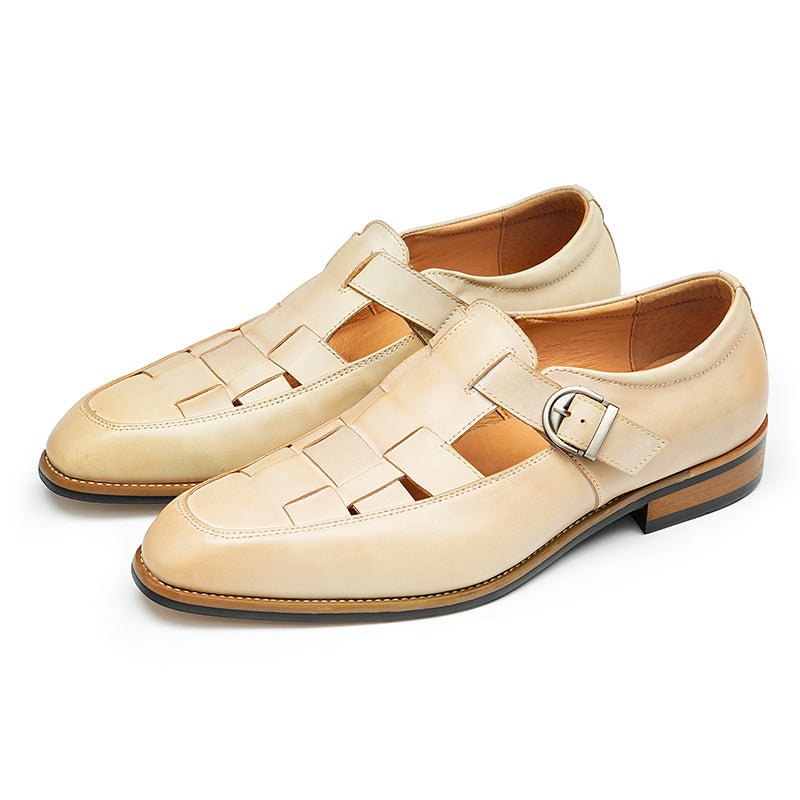 Sandales Riviera Homme & Femme en cuir beige- Elégance italienne